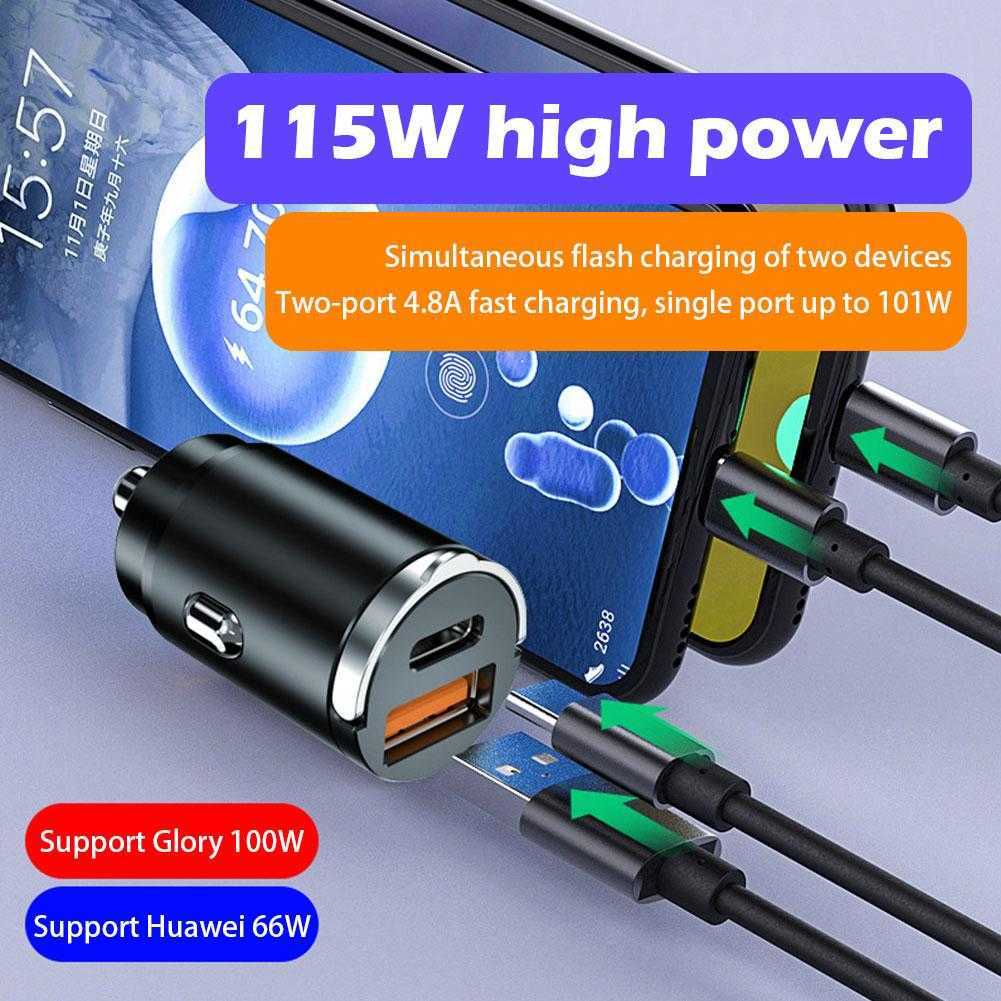 New 200w Qc3.0 Pd Car  5a Fast Charing 2 Port 12-24v Cigarette Socket Lighter Car Usbc  for Iphone Power Adapter