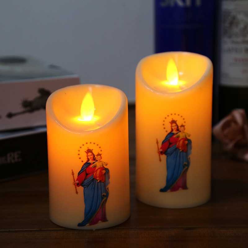 Doftande ljus Jesus Kristusljus Lamp Led Tealight Romantic Pillar Light Battery Operated Creative Flameless Electronic Candle Candles Home P230412