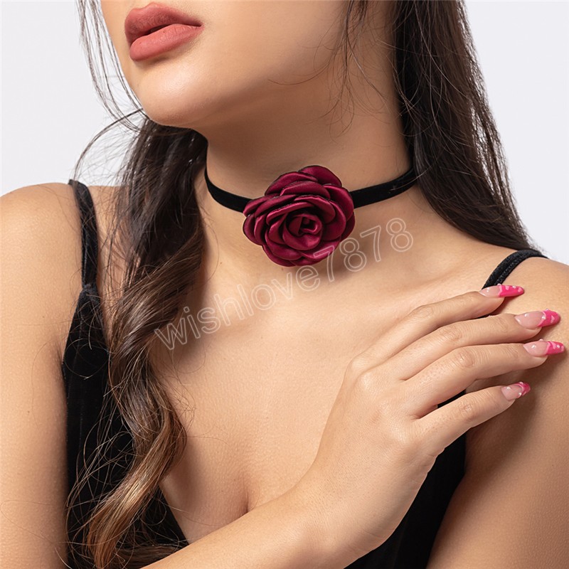 Rose Blume Schlüsselbein Kette Halskette für Frauen Sexy verstellbar Seil Choker Mi Schmuck Geschenk Y2K Zubehör