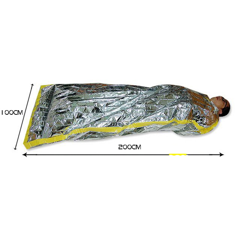 Portable Waterproof Emergency Sunscreen Blanket Party Favor Silver Foil Camping Survival Warm Outdoor Adult Children Sleeping Bag Reusable