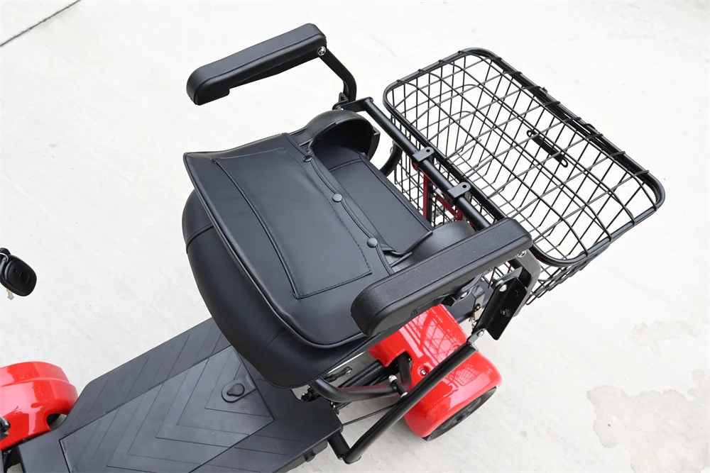 4 rodas 500w poderoso scooter elétrico para aldutos de 8 polegadas 36V mobilidade de mobilidade automática dobrável com apoio traseiro de braço Big Basket