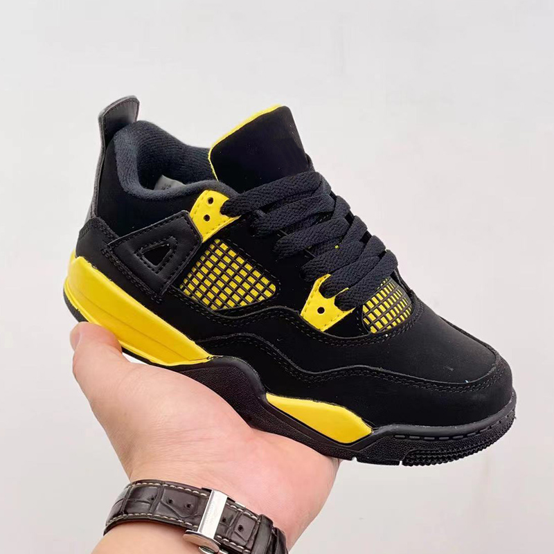 2023 Jumpman 4 Basketbalschoenen voor kinderen Retro Black Cat Peuter TD 4s Rood Chicago Roze Veelkleurig Jongens Meisjes Outdoorschoen Baby Sport Atletische Sneakers Maten 22-37