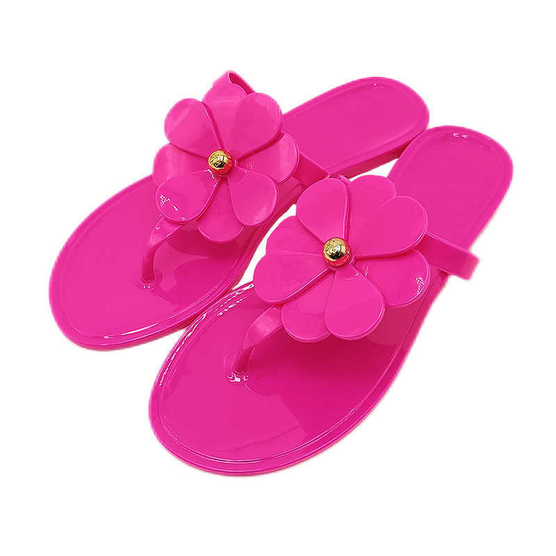 Slippers 2023 Summer Women Slipper Luxury Brand Design Sunflower Large Size Ladies Flip-Flops Solid Color Sand Soup Flat Slippersfor Y23