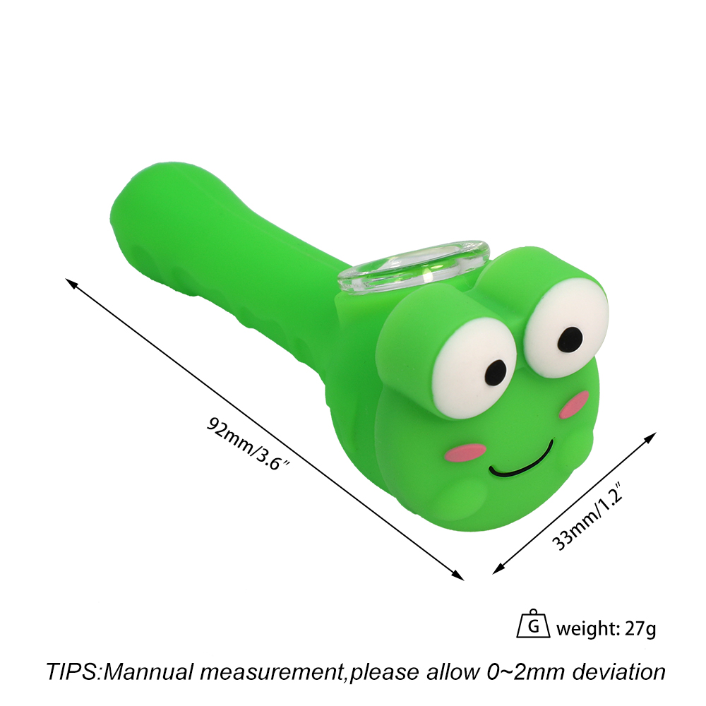 喫煙パイプYHSWEシリコンカエル形状動物ハンドパイプバブラースモークタバコとガラスボウルホルダーポータブル