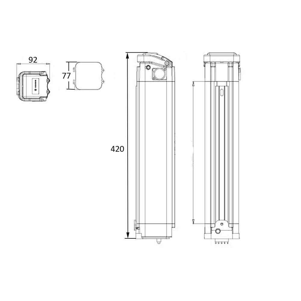 ミドルチューブバッテリー36V 10AH 12AH 13AH 15AHスリムイスラエルシルバーフィッシュバッテリー付き充電器電気自転車250W 350W 500W