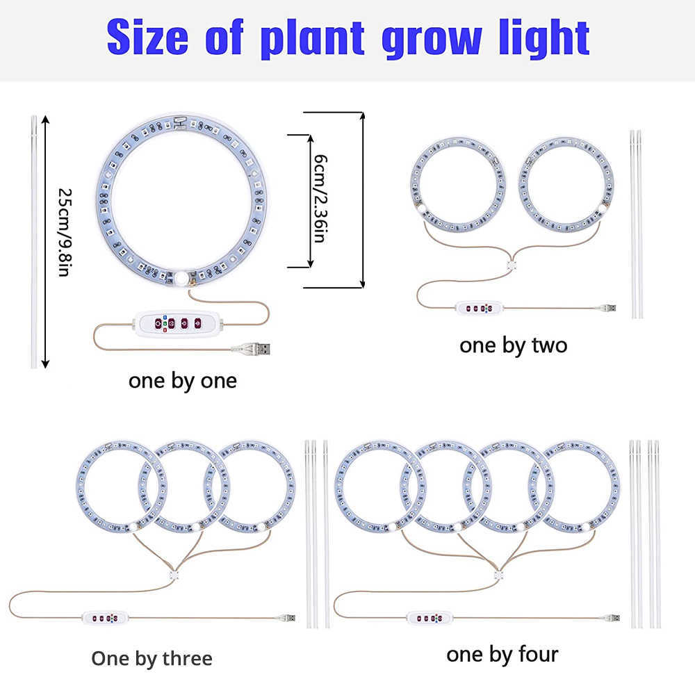 栽培ライト環状LED植物光の小さな成長ライトUSBタイミング屋内植物ポットジューシーな水槽ライトP230413に適している