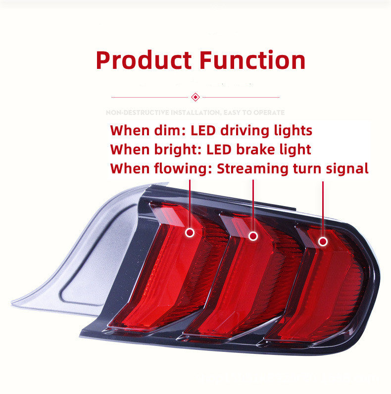 Luzes traseiras para Ford Mustang 20 15-20 19 Versão multifuncional de 5 modos Conjunto de luz traseira Mustang LED Correndo luzes de sinalização dinâmicas