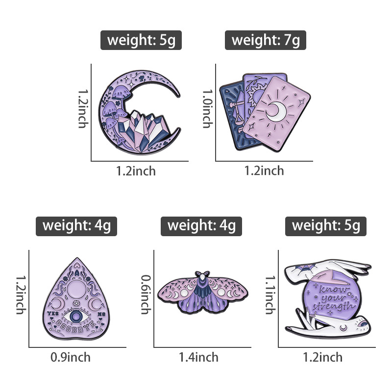 女性のためのブローチピン男性のおかしなバッジとドレス布用のピン装飾タロットムーンかわいいエナメルメタルジュエリーギフト友達のための卸売