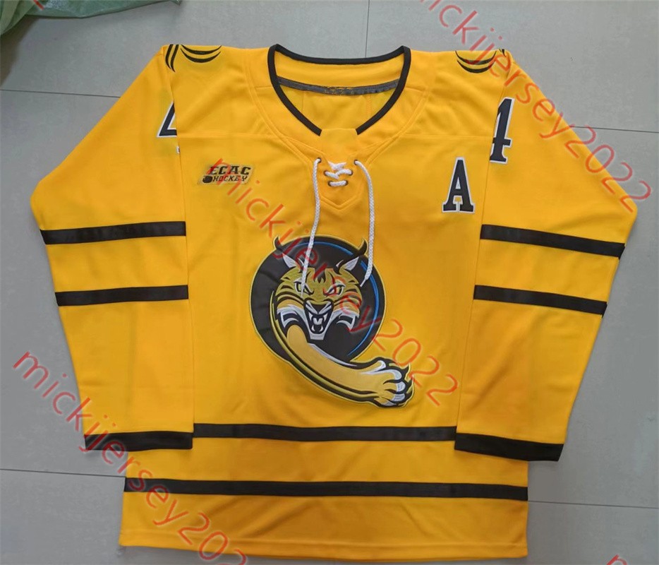 Collin Graf Quinnipiac Bobcats 2023 Masculino Hóquei no Gelo National Champions Jersey Matthew Campbell Ethan de Jong Jacob Nordqvist Christophe Fillion Quinnipiac Jersey