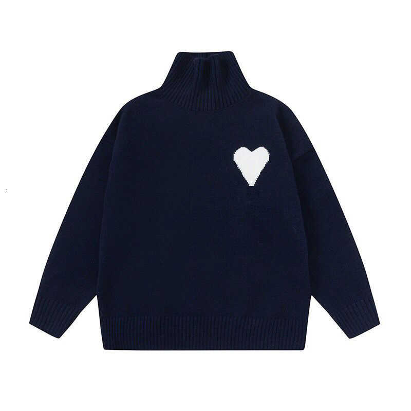  Amis Sweater Turtleneck High Collar Knit Jumper Hoodie Winter Hoody Amisweater Big Coeur Love Jacquard Heart Pull Sweatshirt  ERDC