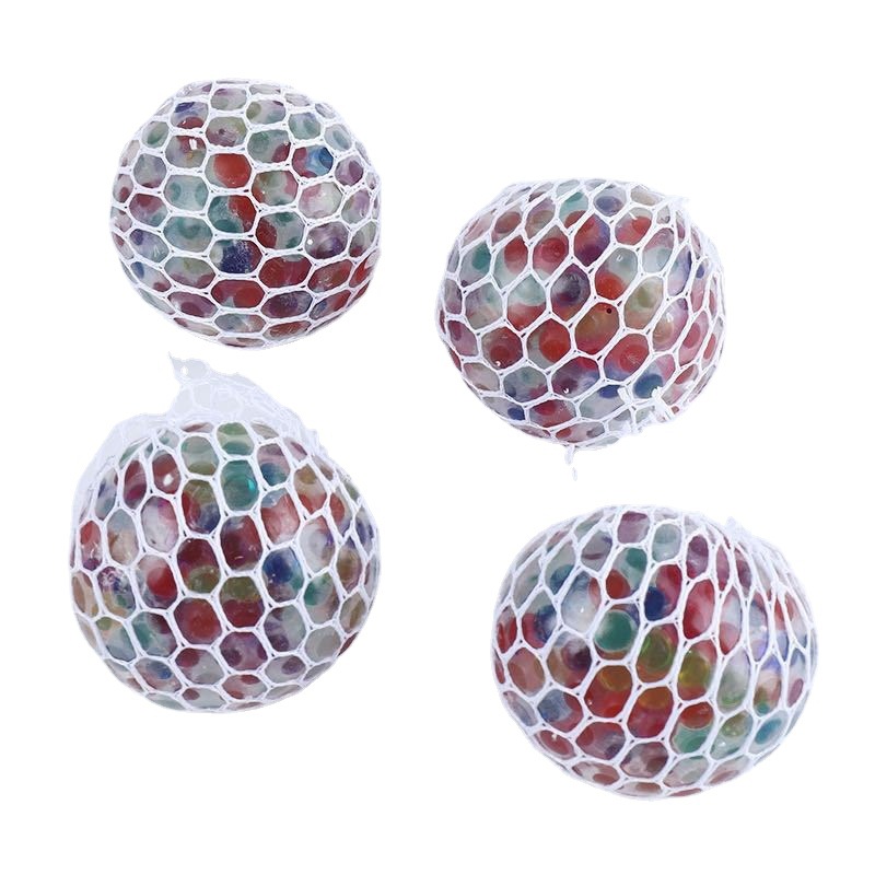 6,0 CM Größe Squishy Ball Fidget Toy Bunte Wasserperlen Mesh Squish Grape Ball Anti-Stress-Squeeze-Bälle Stressabbau Dekompressionsspielzeug Angsthelfer