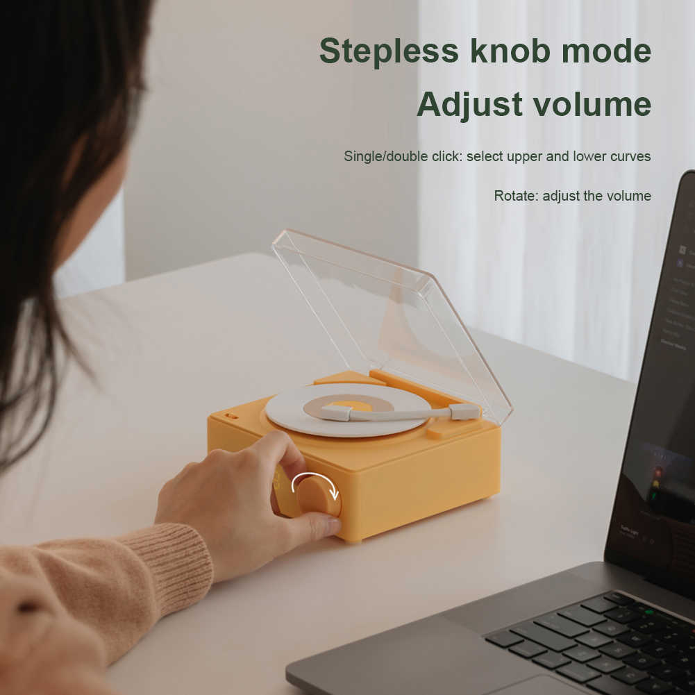 Tragbare Lautsprecher Desktop Kleine Sound Box Kreative Vinyl Plattenspieler Lautsprecher Wecker Bluetooth-kompatibel für Home Wohnzimmer Schlafzimmer