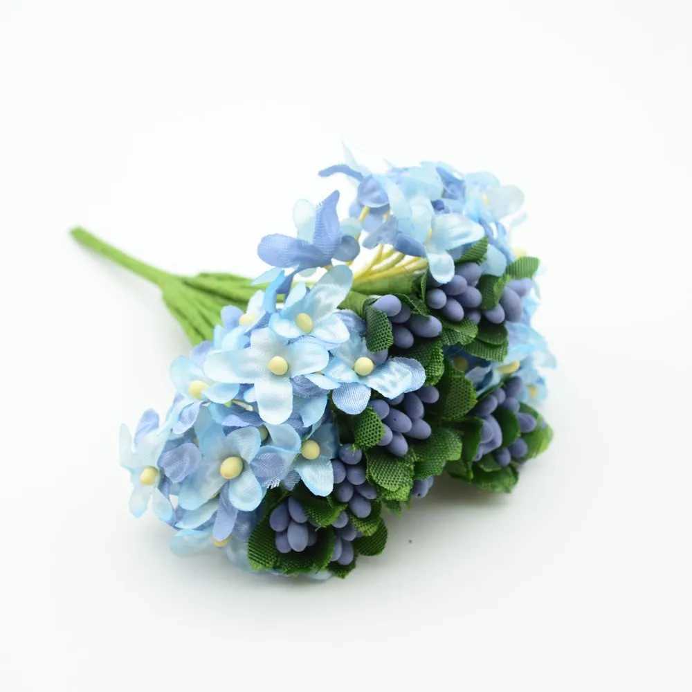 Julekorationer 6st konstgjorda blommor billiga till julkransdekor hem vaser bröllop pompon diy nyår gåvor falska stamen silke hyacinthl231111