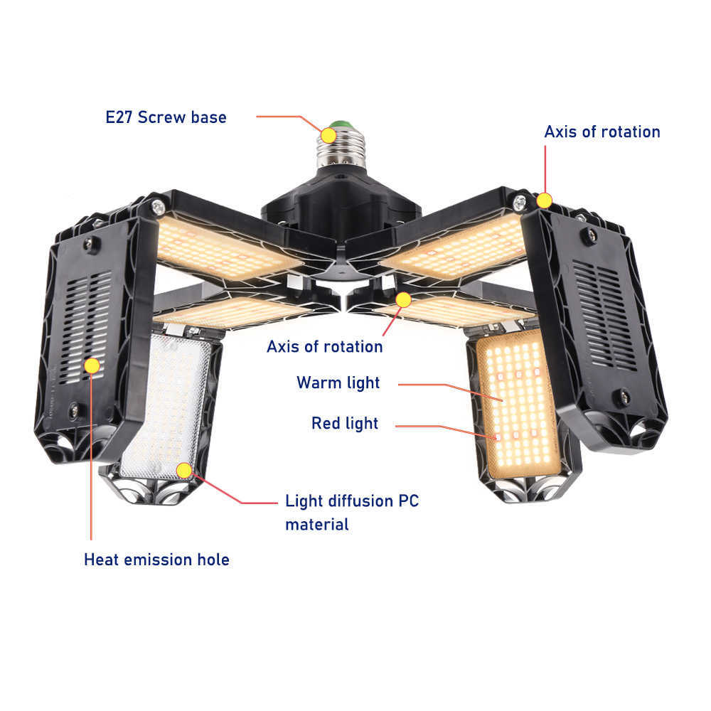 조명 성장 300W 672leds 성장하는 가벼운 접이식 LED 식물 램프 전체 스펙트럼 성장 실내 식물을위한 개화 꽃 재배 박스 정원 p230413