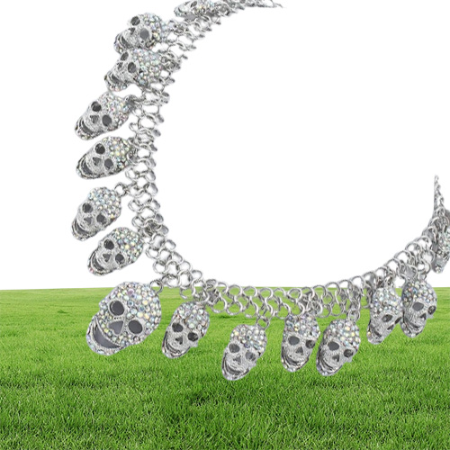 Tuliper Halloween Crâne Collier Pour Femmes Cristal Strass Ras Du Cou Bijoux De Fête Accessoires Cadeaux Glacé Chaîne Sautoirs5424030