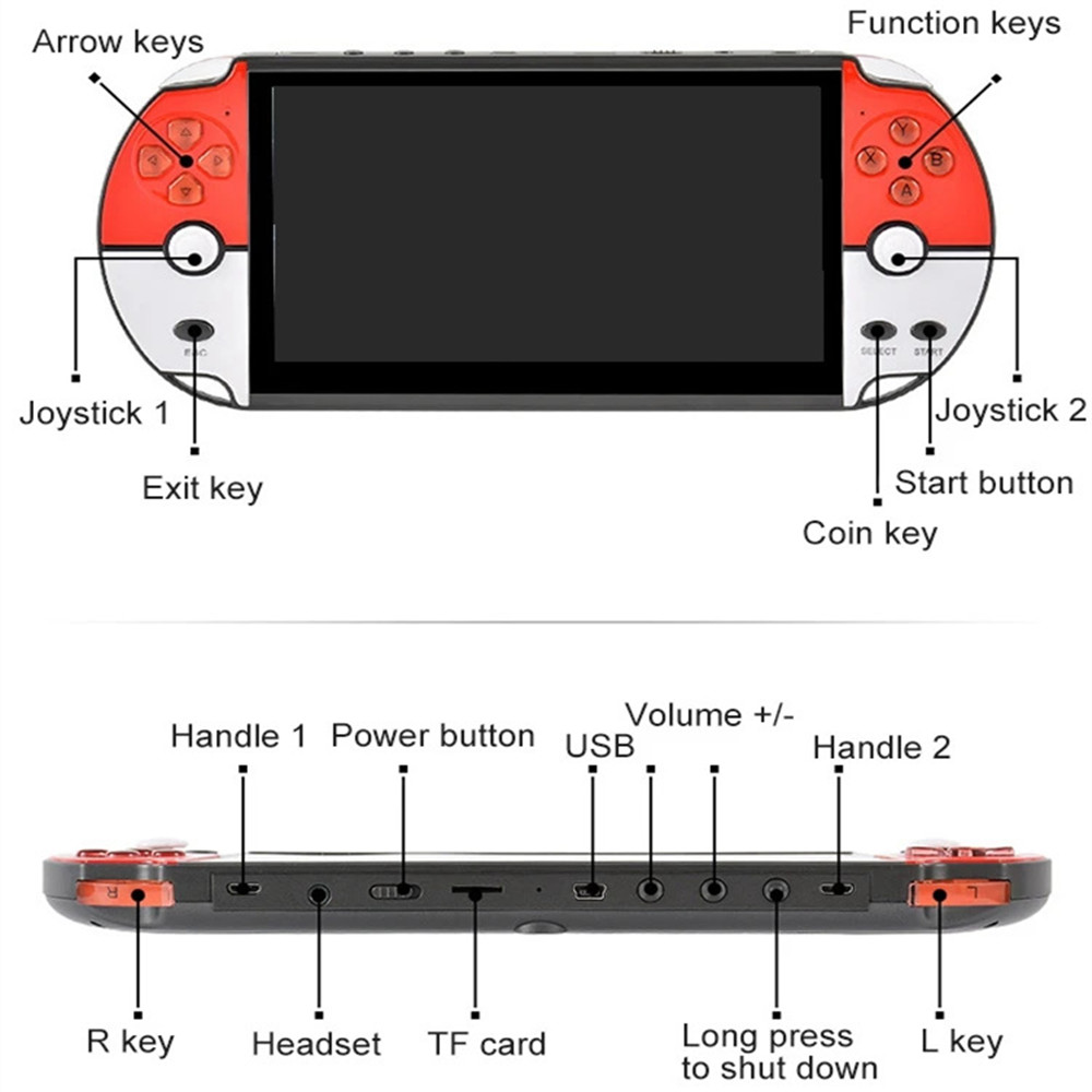 X40 jeu vidéo portable 7.1 pouces LCD Double Rocker poche rétro Console de jeu lecteur vidéo TF carte 16G pour GBA/NES plus de 10000 jeux