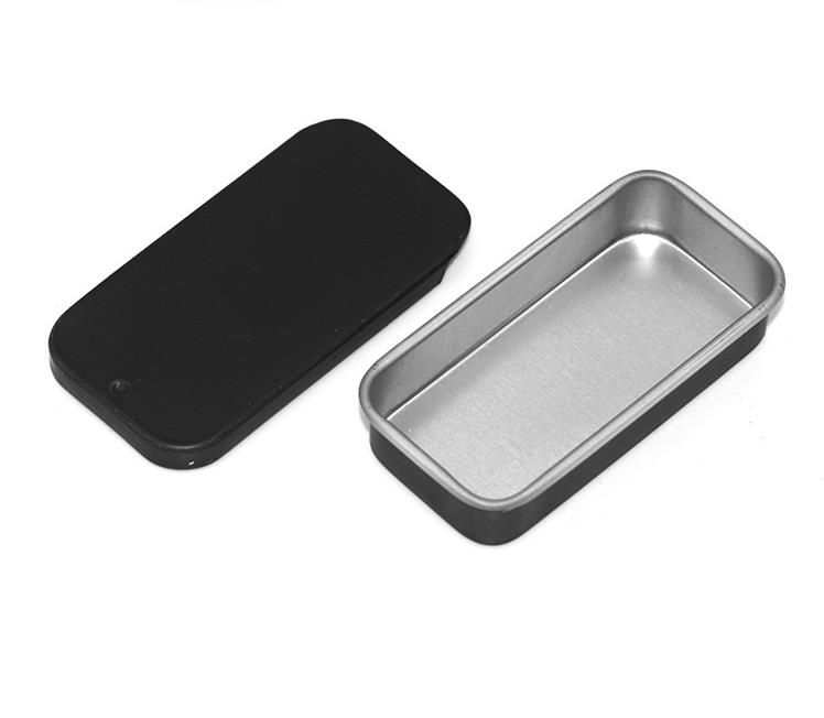 50x25x10mm metalen dozen schuifdop tinnen containers zwarte rechthoek metalen tinnen doos lege opslag organizer blikken voor kaarsen snoepjes geschenken sn5217