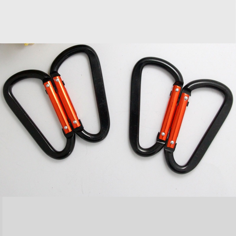 Caribeener Carabiner Clip Black Carabiner podwójny nit D klamra kształtu - breloki, kemping, akcesoria turystyczne, karabinki do blokowania smyczy dla psa, uprząż, huśtawka jogi, siłownia