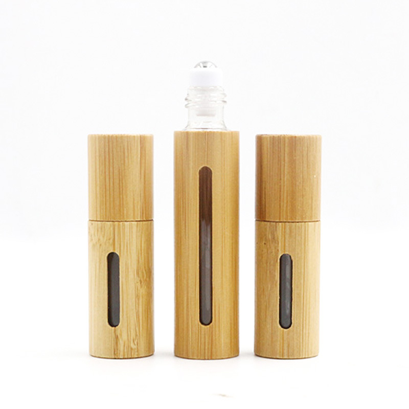 10ML Bamboo Roll On Bottle Open Window Creative Glass Essential Oil Bottles Mini Cosmetic Empty Bottling dh86