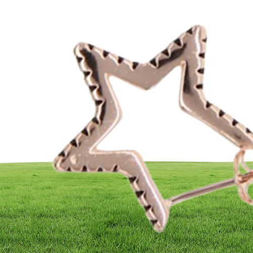 Einfacher 925 Sterling Silber Star Geometrischer Hoop -Ohrring für Frauen asphaltiert schwarze CZ Mode Schmuck Hochzeitsfeier Geschenk in Roségold 3509922