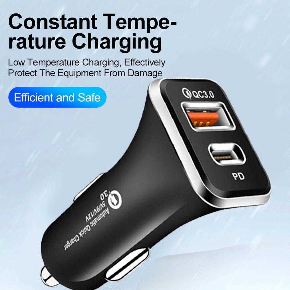 Nieuwe 38W Mini Stealth Car Adapter Dual USB Quick Charge Type C PD Charger Adapter PD+QC/PD+PD -autolader voor iPhone 12 Huawei Xiaomi