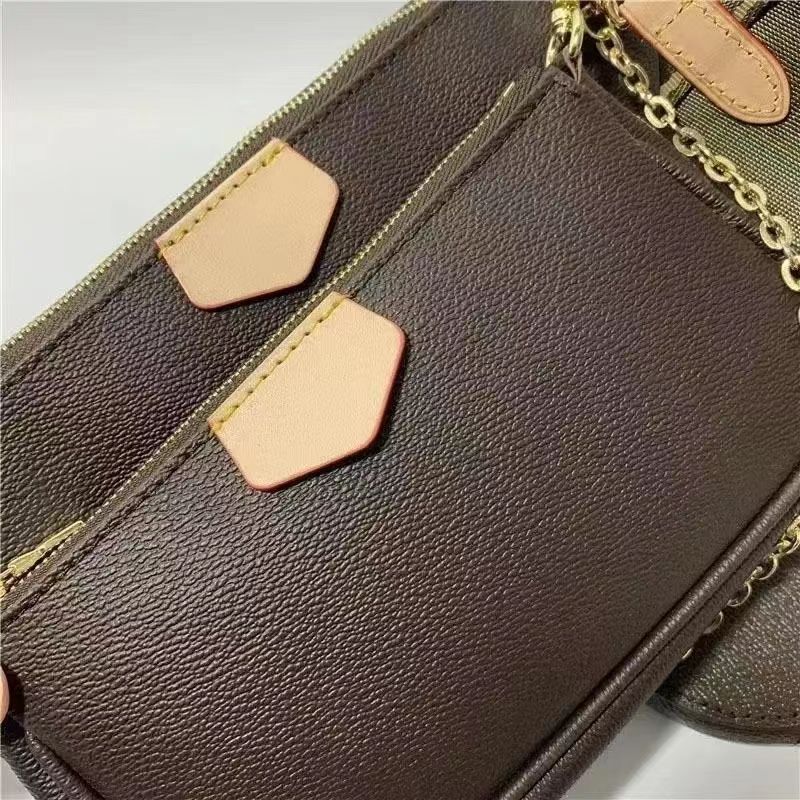 2024 New Top Factory Price New Genuine Leather Fashion Chain Shoulding Bashing Bags 핸드백 장로 미니 지갑 모바일 카드 홀더 모델 M61266