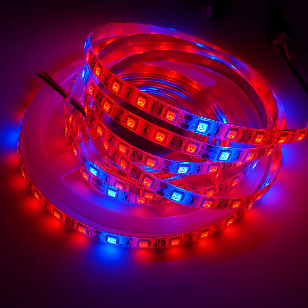 ライト5m Phyto LampsフルスペクトルLEDストリップテープ12V 60LEDS/M 5050チップLEDフィトランピーグリーンハウス水耕植物バーP230413