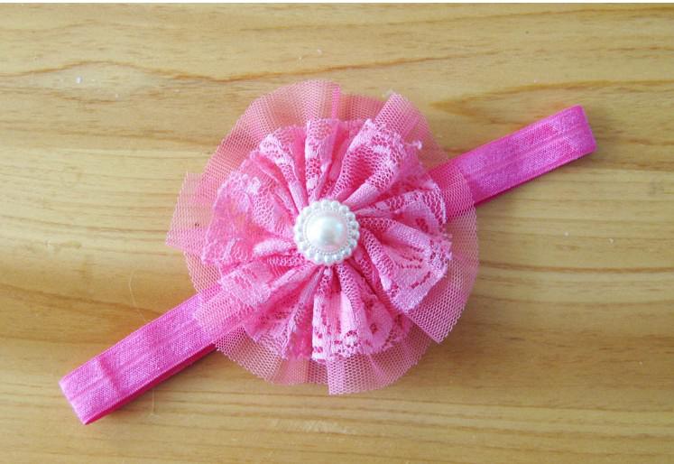 Hair Accessories For Infant Baby Lace Big Flower Pearl Princess Babies Girl Hair Band Headband Baby's Head Band Kids Hairwear