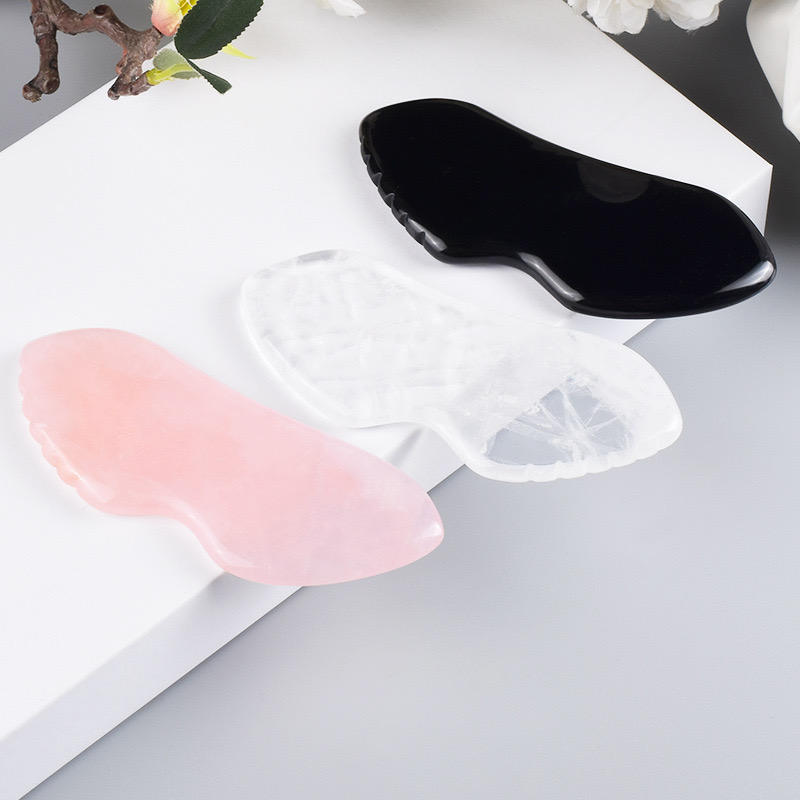 Natural Rose Quartz Facial Gua Sha Sha Tool Sawtooth Jade Multifunction Massager Schoonheid Product Face Body Guasha Scraping Massage Health Skin Care