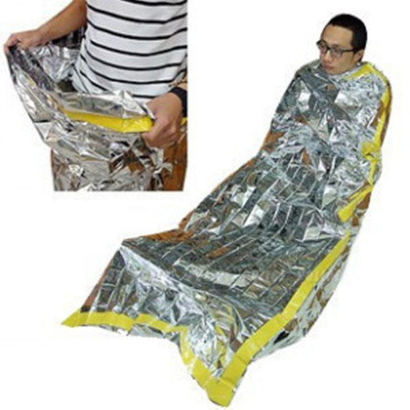 200100cm Portabel Emergency Sunscreen Filt Party Favor Silver Foil Camping Survival Warm Outdoor Adult Children Sleeping Bag R2640018