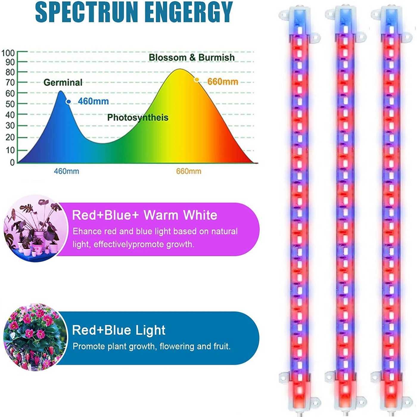 Grow Lights Indoor Grow Light Strip Timer Plant Lamp Plants Dimmable LED Lamp Phytolamps Hydroponics Red and Blue P230413