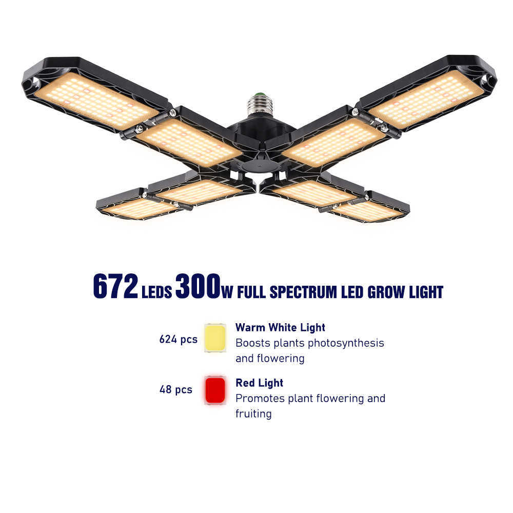 Lumières de culture 300W 672leds Culture de la plante à LED pliable légère Phyto lampe de croissance du spectre complet pour les plantes intérieures fleurir fleurir Growbox Garden P230413