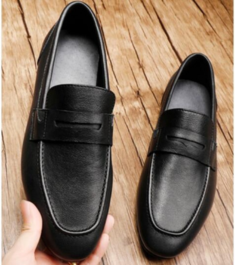 Подлинная кожаная мужская обувь черная слипа