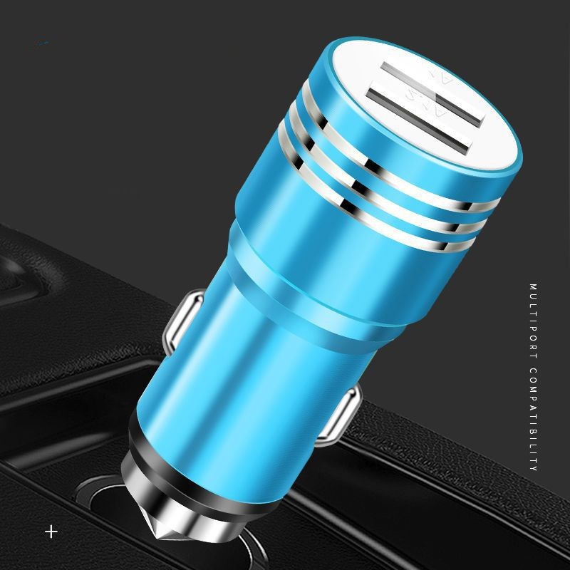 Universal Metal Car Charger Dual USB Ports 2.1A 1.0A Colorful Micro USB Vehicle Portable Adapter Charge Charging Plug -tillbehör