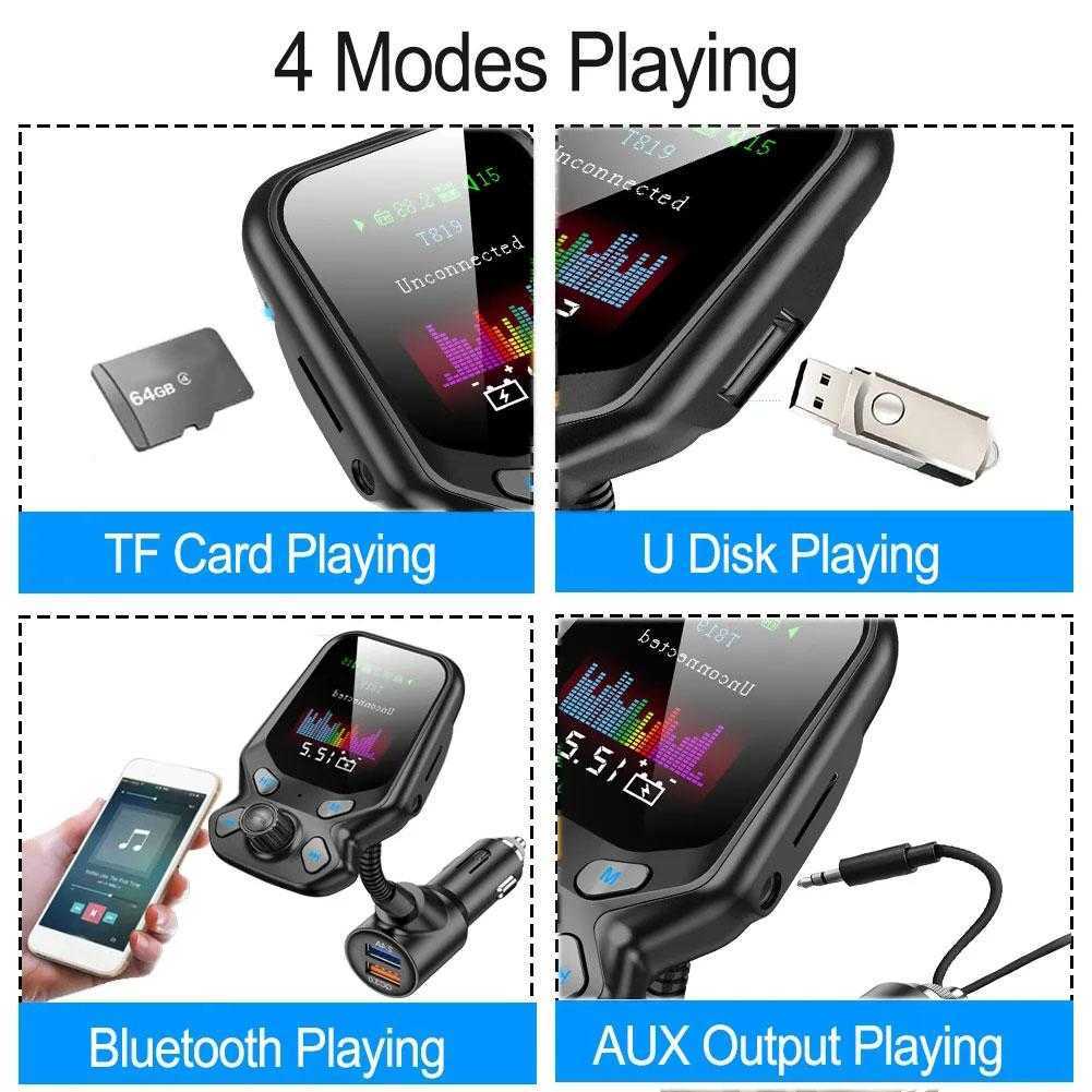 カーワイヤレスFMトランスミッターAuto Bluetooth 5.0レシーバーFMトランスミッター充電器MP3プレーヤーラジオアダプターUSB 2.4A充電器キット