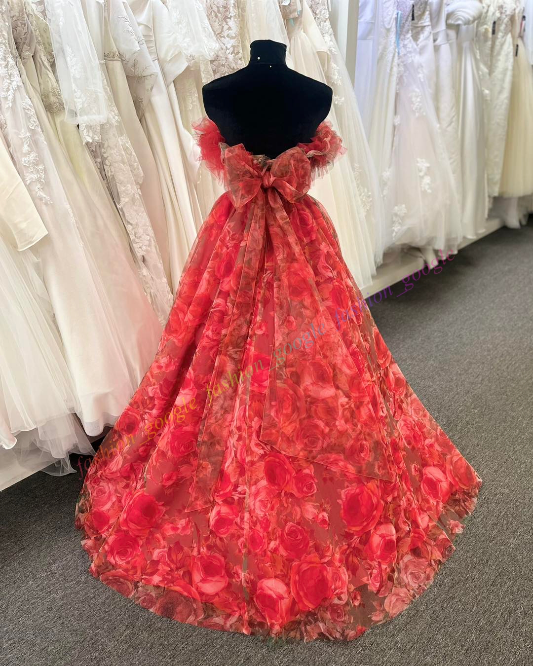 Abito da ballo multiplo a bolle 2k24 senza spalline con stampa floreale rosa in tulle spettacoli da donna, serata formale invernale, cocktail party, abito di gala hoco, abito la madre della sposa, ospite, principessa, rosso