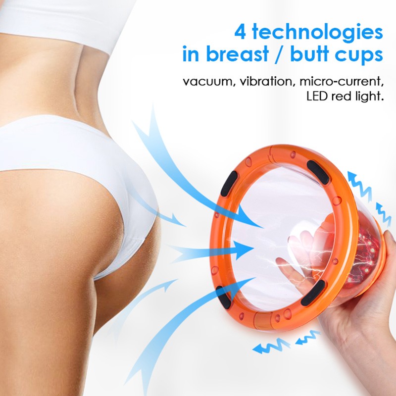 Ny ankomst 27 koppar XXL Vakuumterapi Slantmaskin Bröstförstoring Kuppning Massager Micro Current Red Light Vibration 4in1 Bust Enhance Hip Lifting