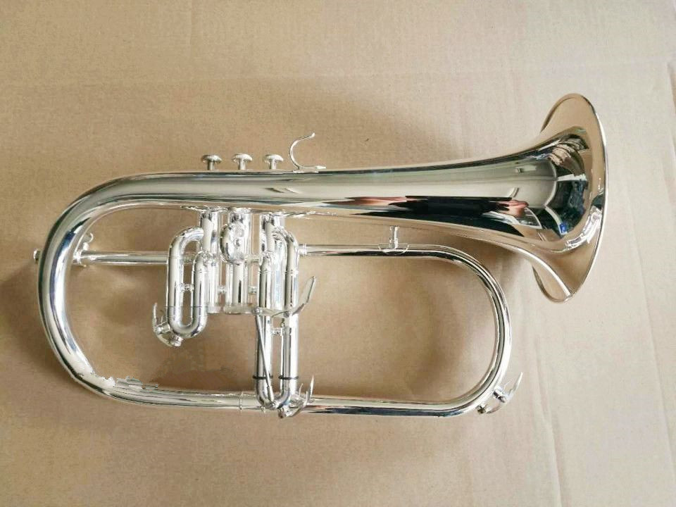 Profissional flugelhorns banhado a prata b plana bb profissional trompete superior instrumentos musicais de bronze trompete chifre transporte