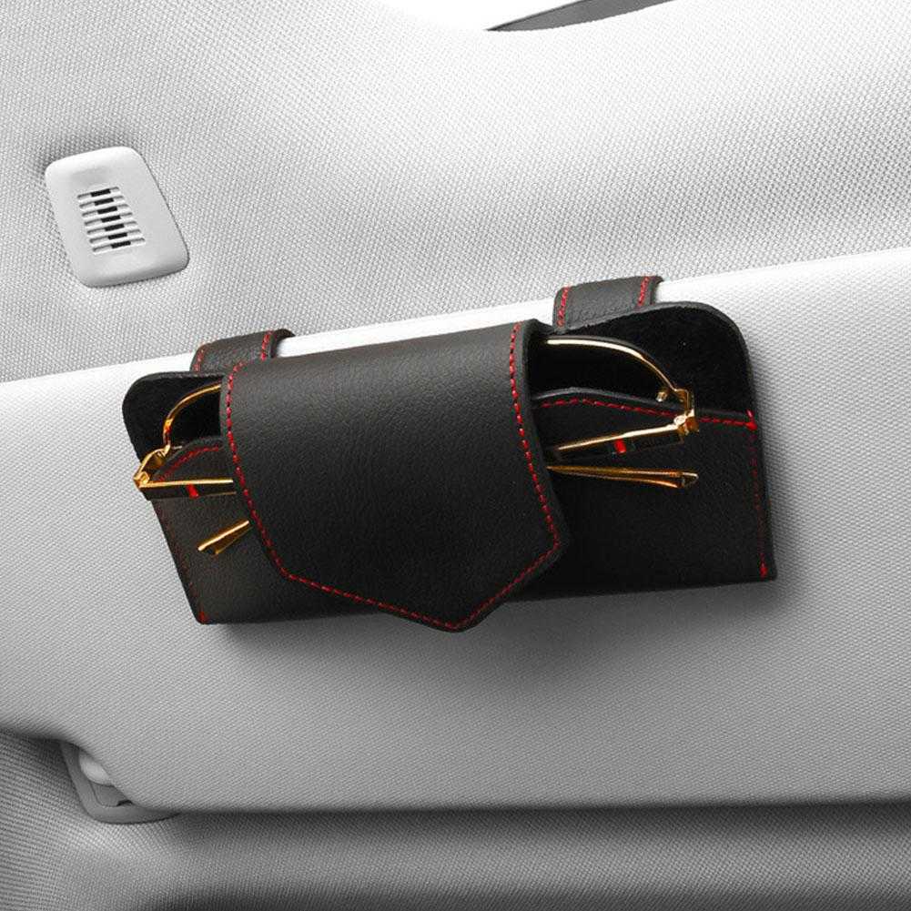 ترقية نظارات السيارة متعددة الوظائف العلبة Auto Sun Visor Gosses Holder نظارات شمسية حامل بطاقة التذاكر ملحقات السيارات تخزين