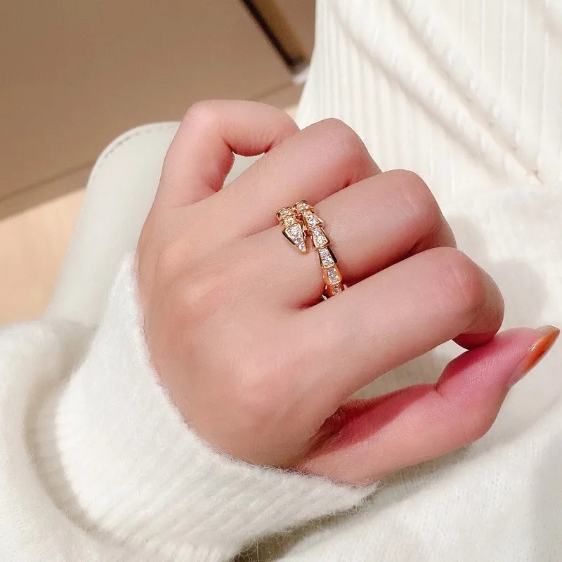 18k Gold Love Nail Ring Fashion Snake Diamond Par Ring For Men Women Classic Brand Designer Rings rostfritt stål smycken gåva