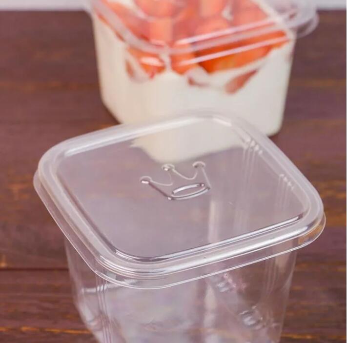 Przyjęcie weselne dostarcza przezroczyste pudełko na ciasto przezroczyste kwadratowe pudełko na babeczki z pokrywką jogurtu budyń