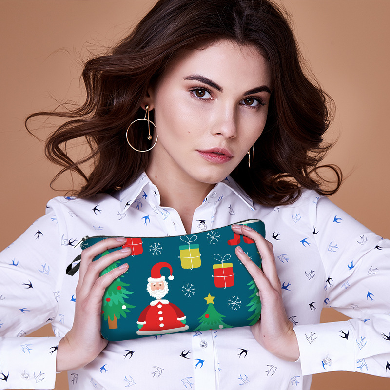 Christmas Cosmetic Bag Cartoon Travel Portable Washing Makeup Bag Multi-functional Storage Bag Xmas Gift