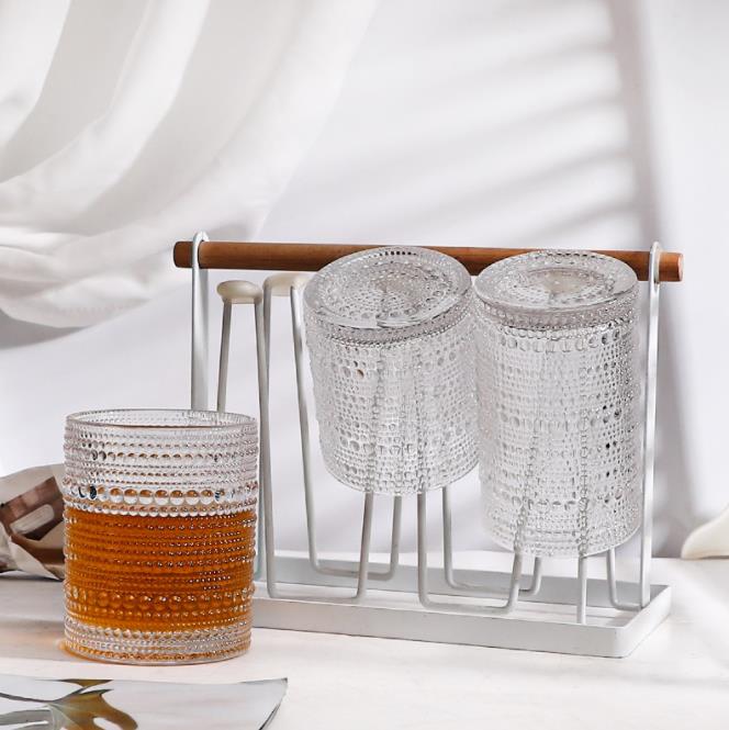 2024 Dricksglasögon Art Deco Vintage Glassware Tall Crystal Tumblers Clear Prossed Glass Cups Romantic Iced Beverage Glass för ölcocktail Soda Cappuccino