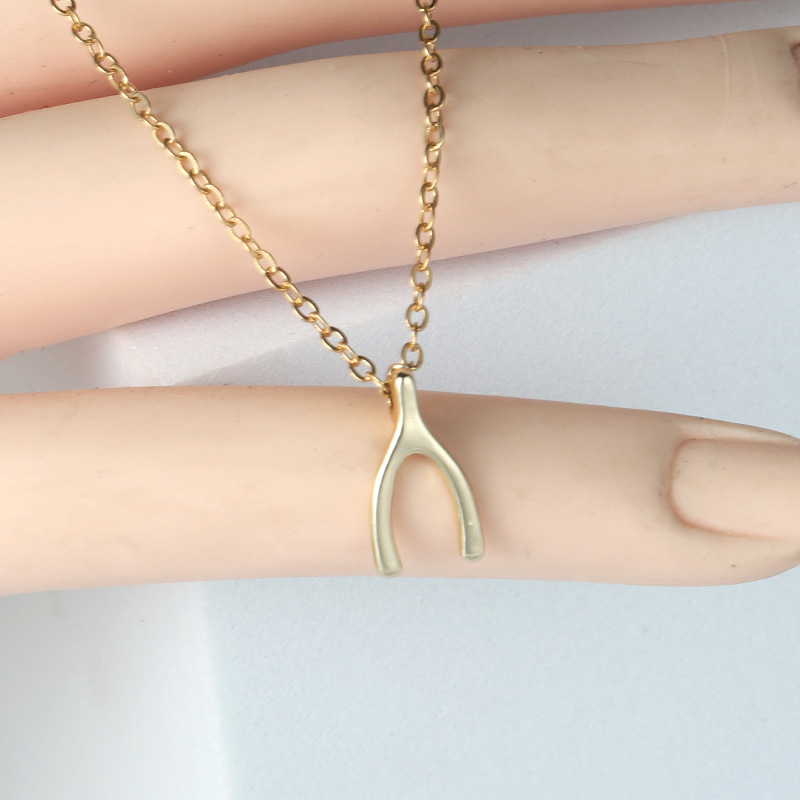 dainty gold silver wish bone bone pendentネックレス