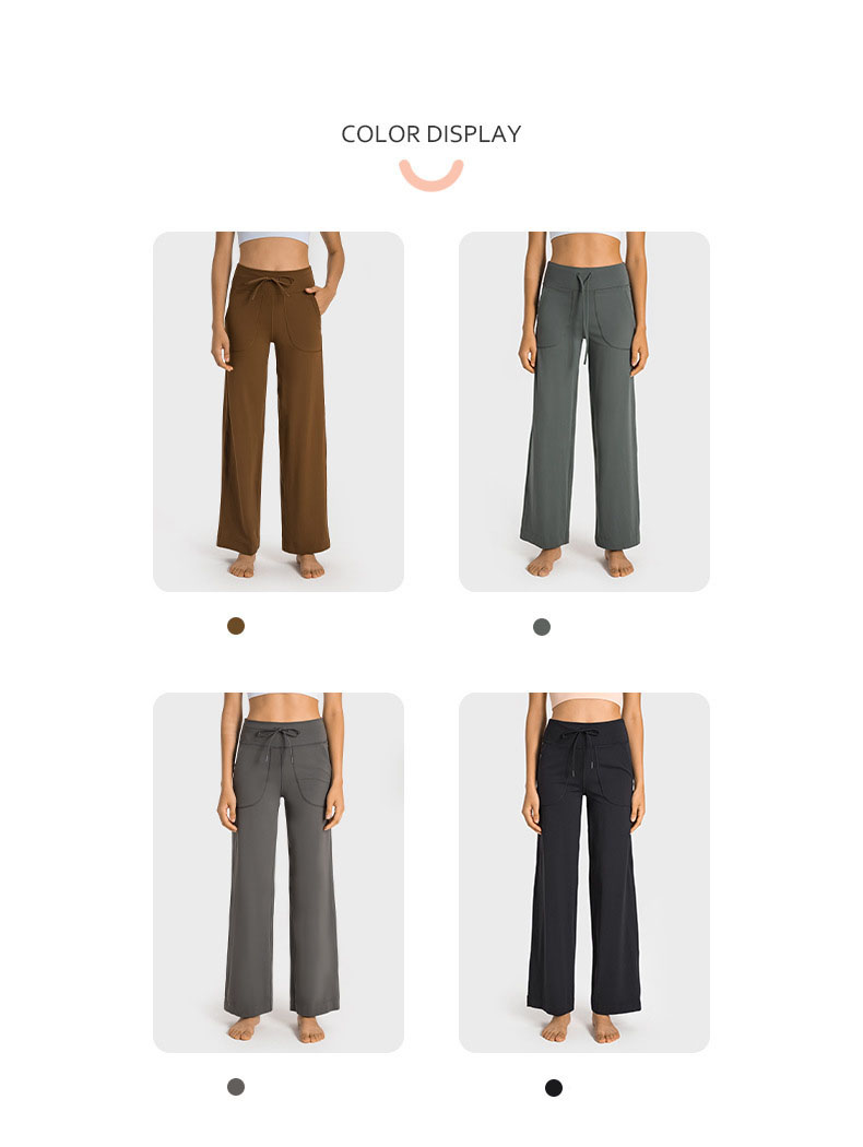 Yoga LL Womens High-Lave Wide Pant Pant Loungeful Side Pocke Pants Pant Breatable مع Drawcord عارية