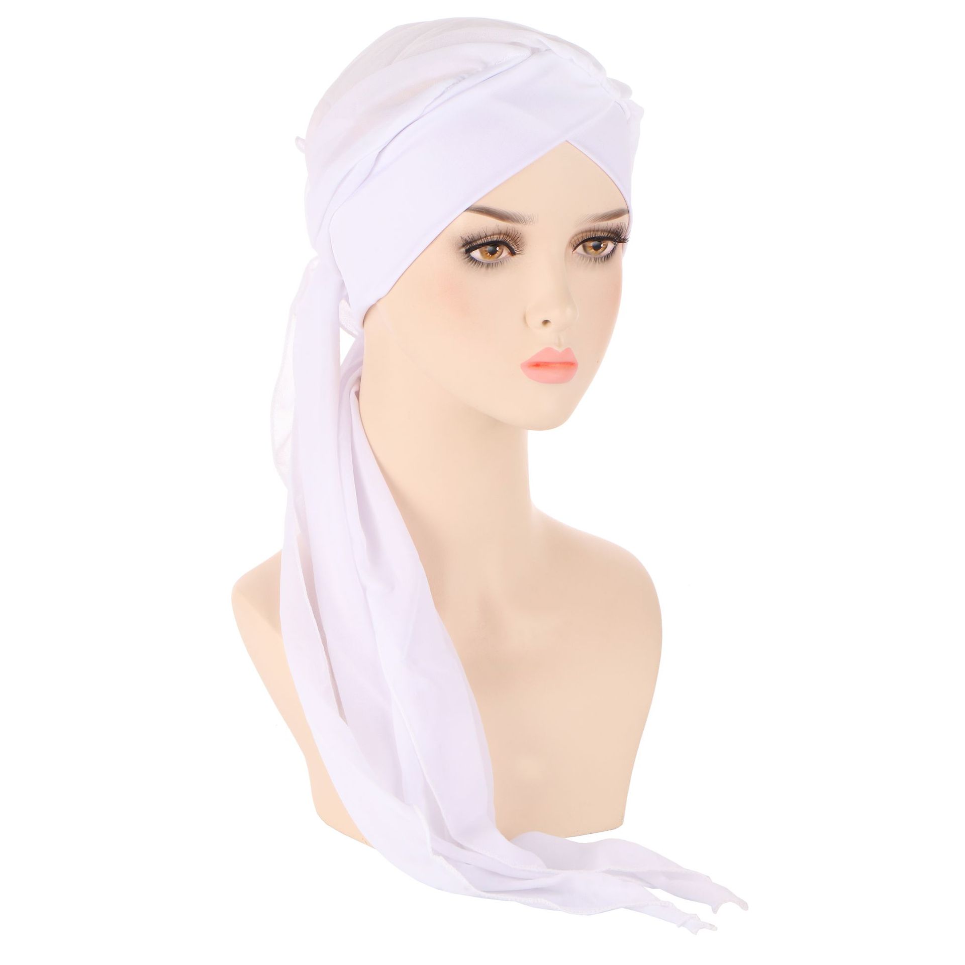 Muslimska kvinnor håravfall cancer kemo cap turban beanie islamisk huvud wrap lång svans bandana huvudbonader