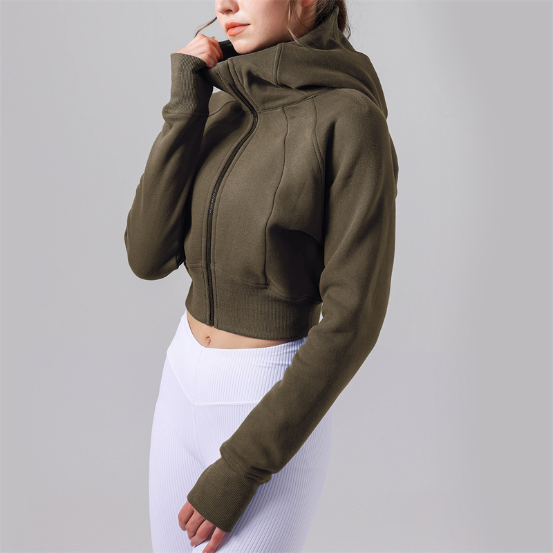 lu Womens Yoga Jacket Hooded Long Sleeves Outfit Solid Color Full Zipper Gym Jackets Shaping Waist Fitness Jogger Outfit Sportswear For Lady BFJ5004