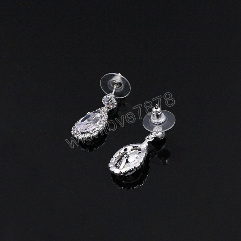 Set di orecchini con collana a goccia di zirconi cubici di lusso Set di gioielli da sposa damigella d'onore da sposa Regali le donne