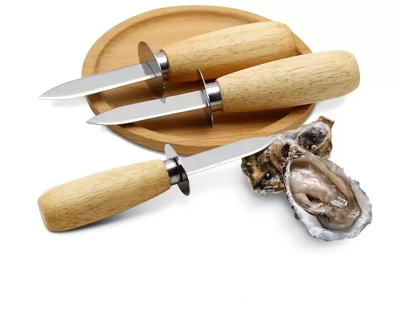 Outils de couteau à écailler les huîtres à manche en bois Couteaux à huîtres en acier inoxydable Outil de cuisine pour ustensiles de cuisine dh877