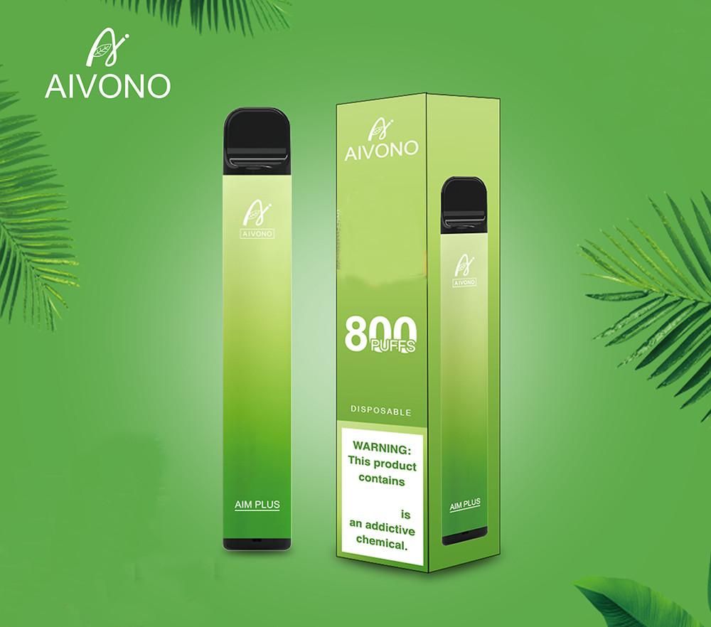 Original AIVONO Aim Plus 800 baforadas Caneta vape descartável vape Aim Plus 0% 2% 5% Nível 3.2ml cartuchos pré-cheios pod 550 mah recarregável